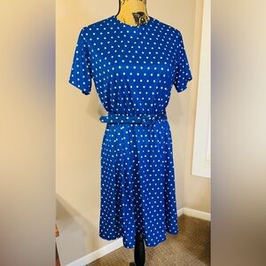 Anthony Richards Blue and White Polka Dot Midi Dress